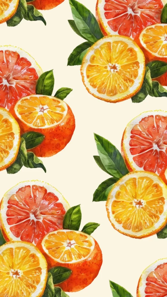 Colourful Orange Citrus Pattern Background Phone Wallpaper