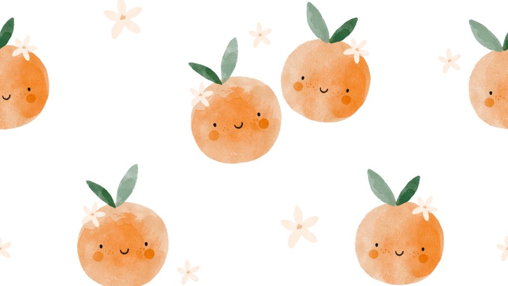 Cute flowerful aesthetic cute orange fruit wallpaper