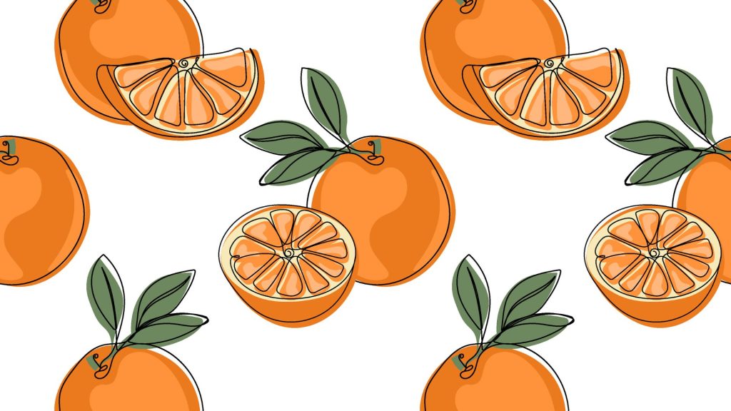 Cute painted aesthetic cute orange fruit wallpaper