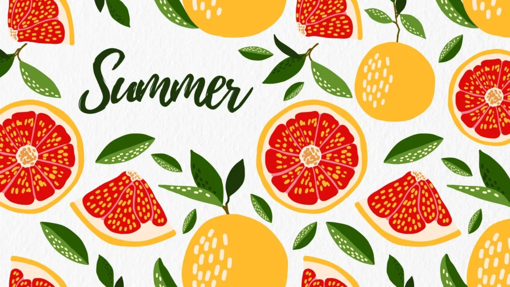 Orange Red and Green Illustrated Summer Desktop Wallpaper