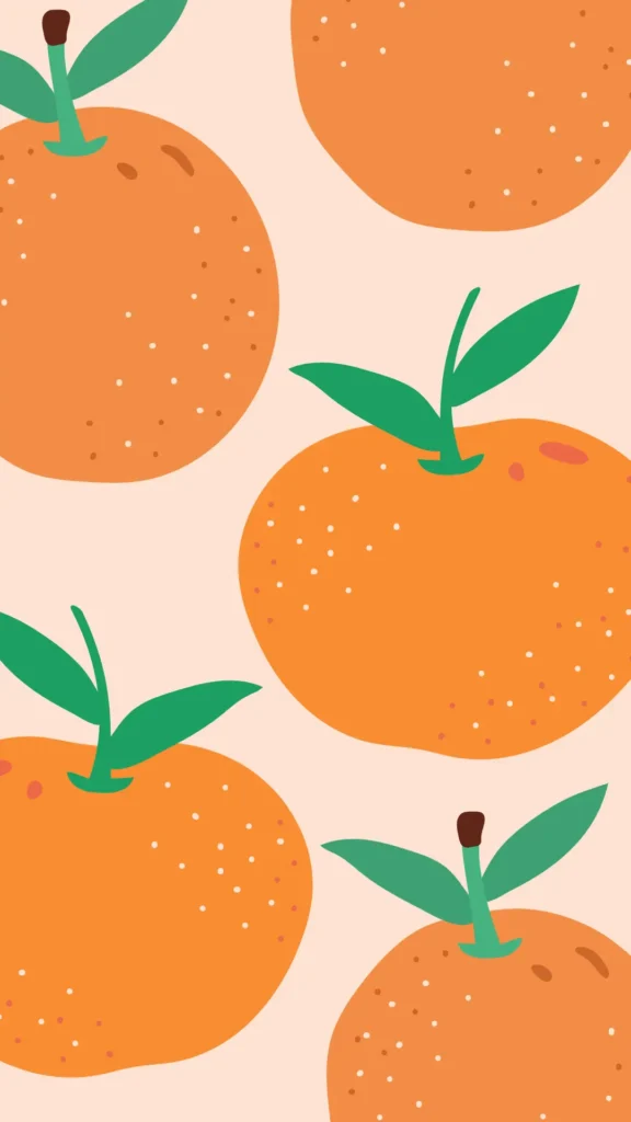 Orange simple drawn fruit phone wallpaper