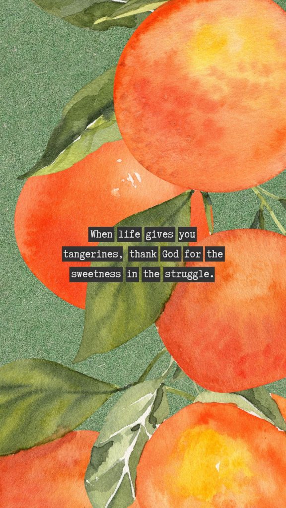 Orange with green background aesthetic cute orange fruit wallpaper