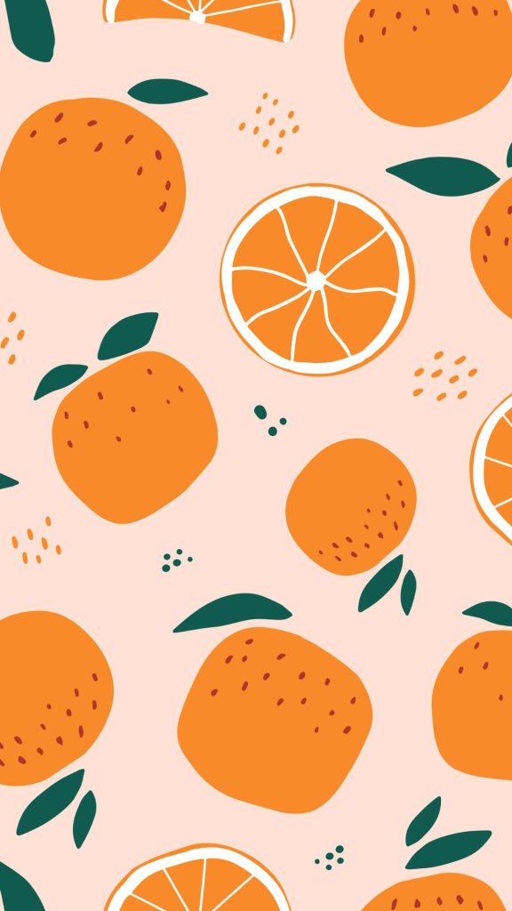 Pink demure aesthetic cute orange fruit wallpaper