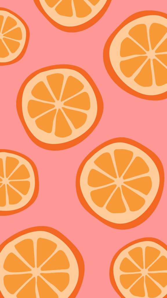 Pinky pink aesthetic cute orange fruit wallpaper