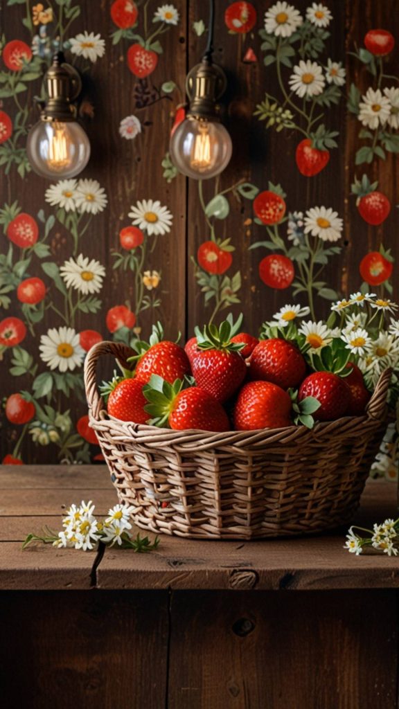 Rustic-table-strawberry-wallpaper-576x1024