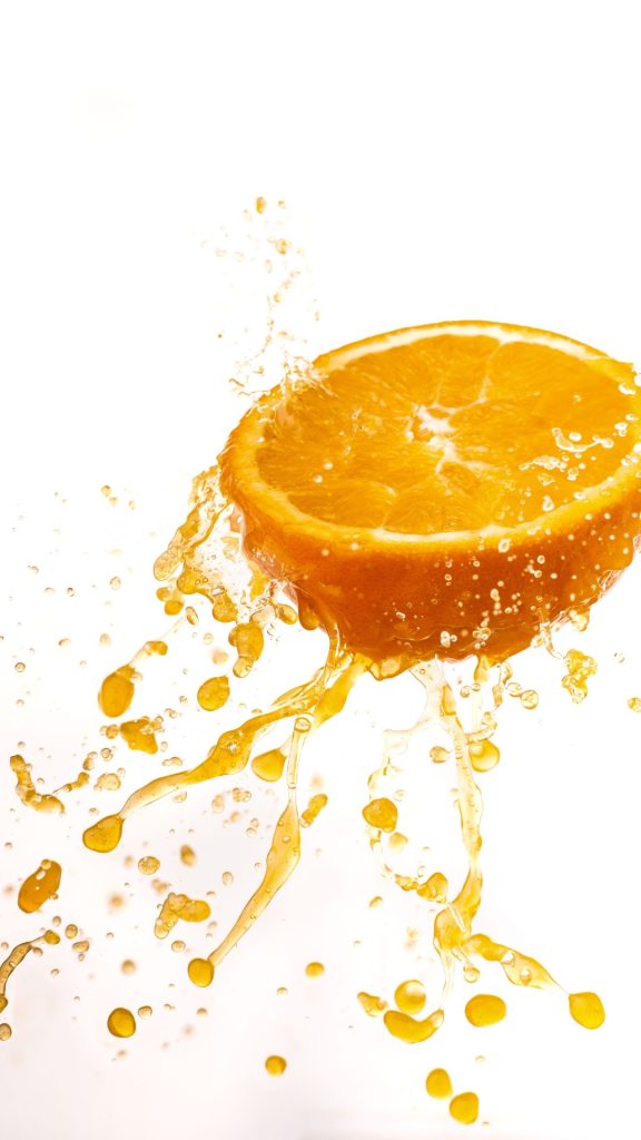 Splashy water aesthetic cute orange fruit wallpaper