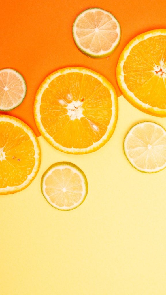 Two tone background aesthetic cute orange fruit wallpaper
