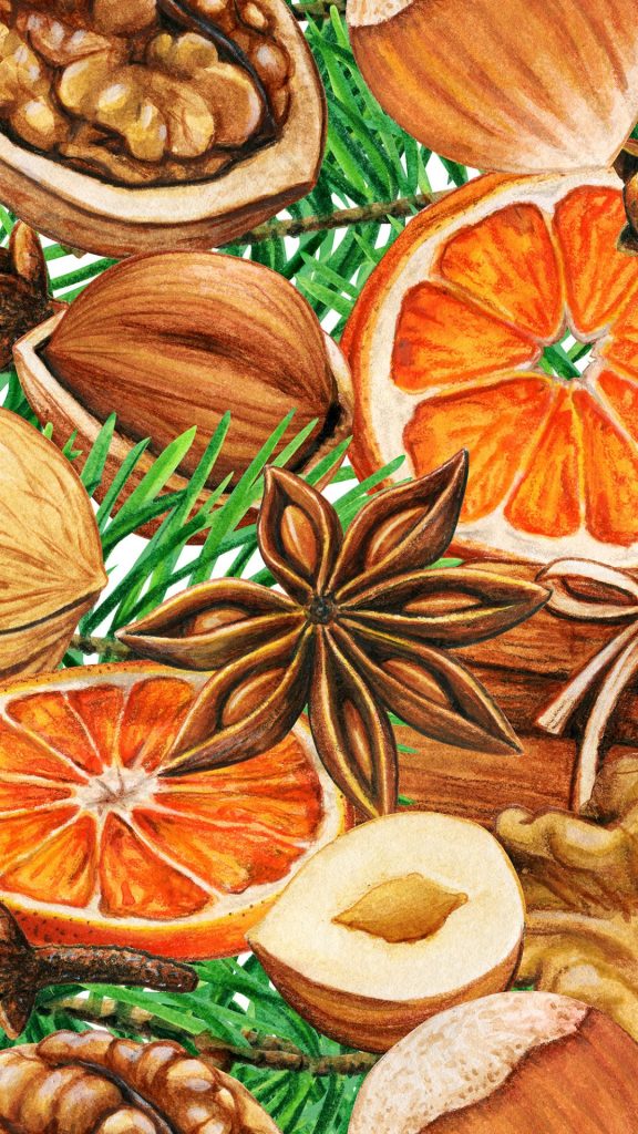 Walnut and orange aesthetic cute orange fruit wallpaper