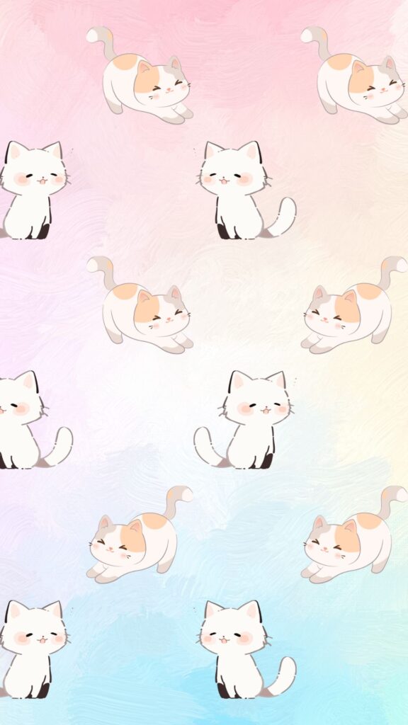 whimsical cute cat wallpaper cartoon