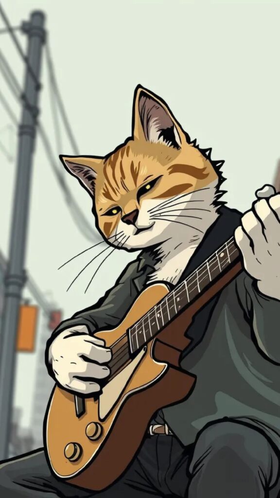 cool guitar cat wallpaper
