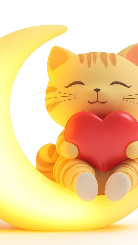 red heart cat wallpaper