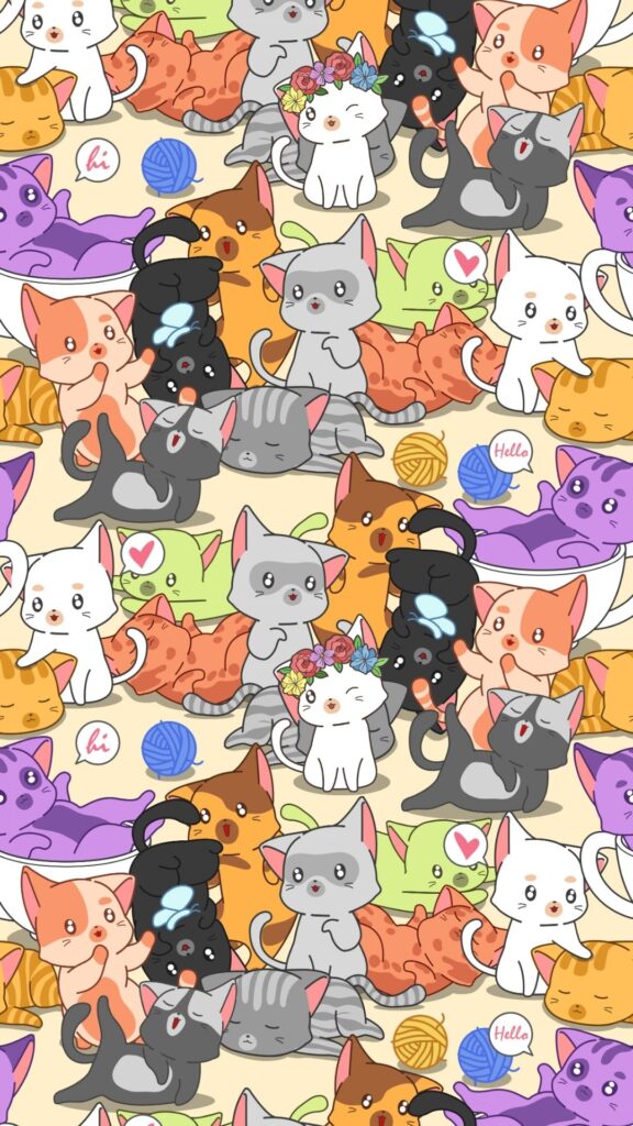 mixed cute cat wallpaper cartoon