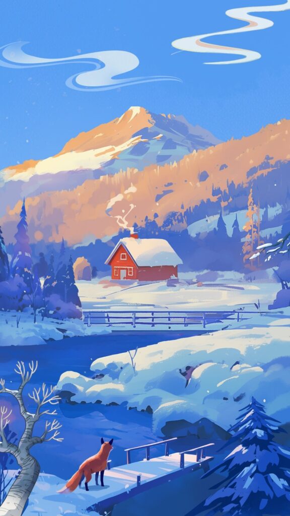 snowy house anime wallpaper 4k for mobile