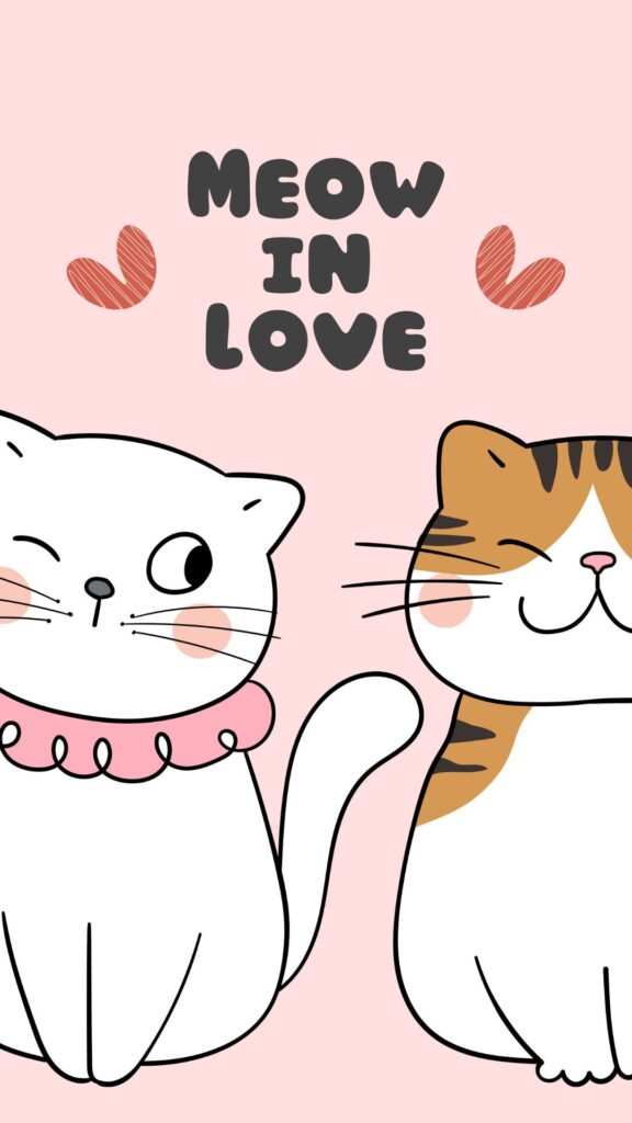 meow in love cat wallpaper