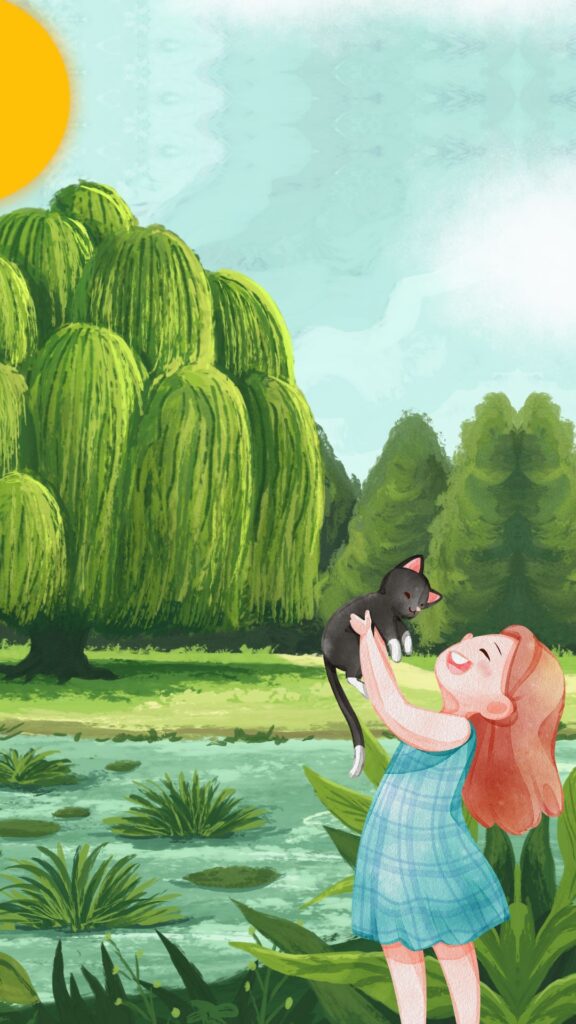 girl with cat wallpaper