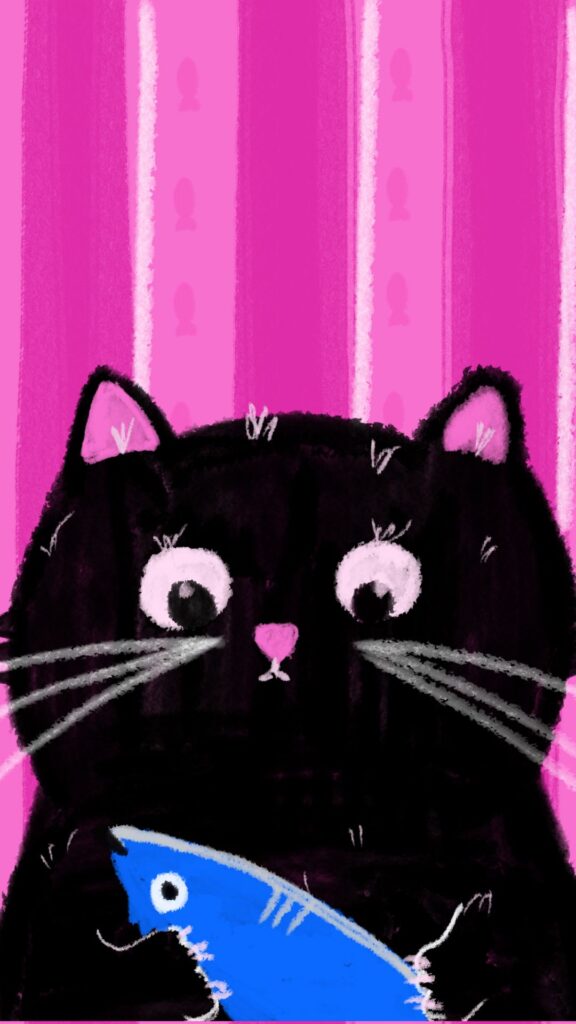 sweet black cute cat wallpaper cartoon