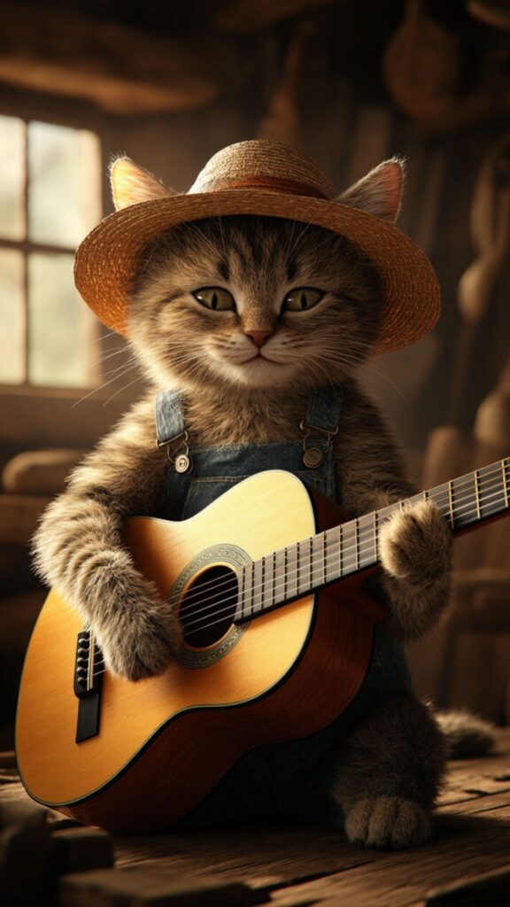 Guitar Player cute cat wallpaper cartoon