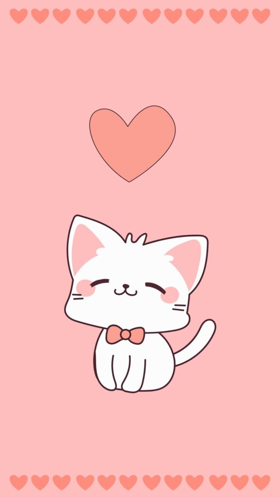 pink heart cute cat wallpaper cartoon