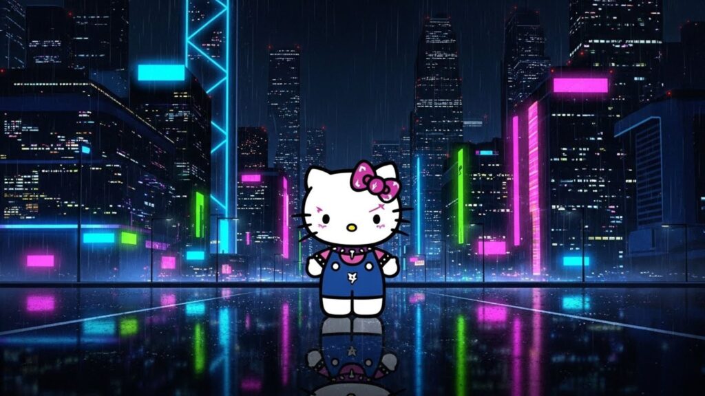 glowing hello kitty wallpaper laptop