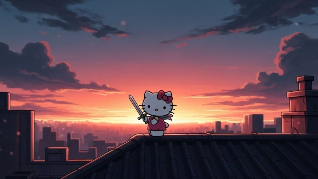 night city hello kitty wallpaper laptop