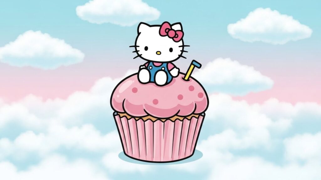 pink cupcake hello kitty wallpaper laptop