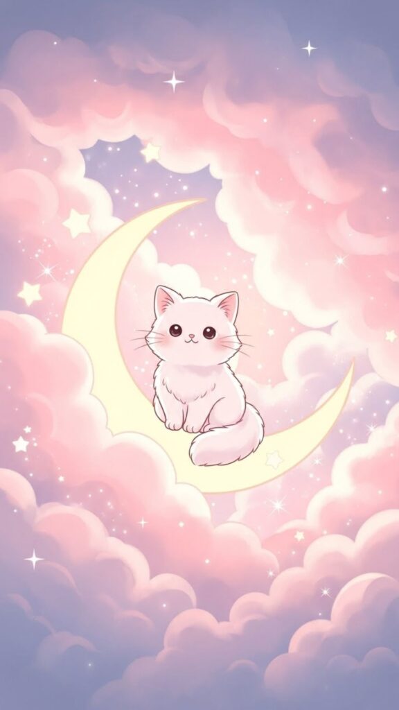 moon cute cat wallpaper for girls