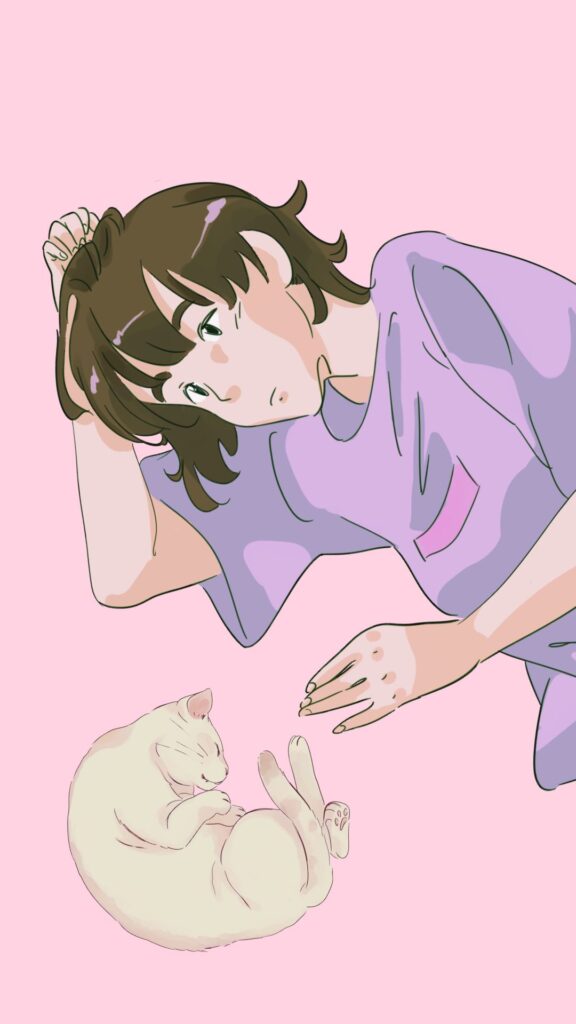 pink anime cute cat wallpaper for girls