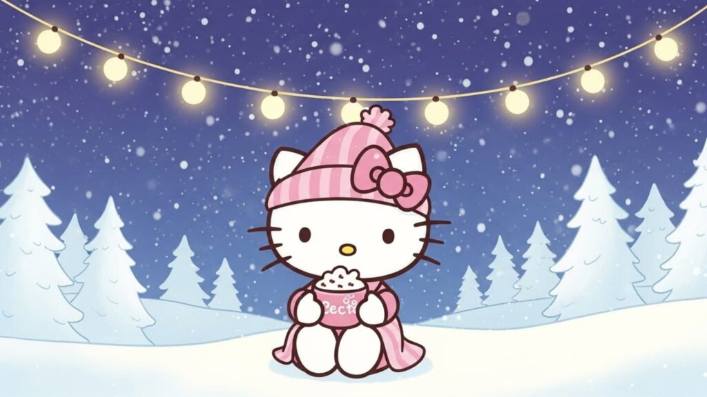snowy hello kitty wallpaper laptop