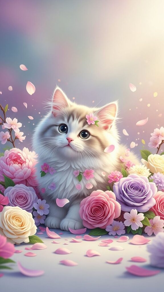 flower queen cute cat wallpaper for girls
