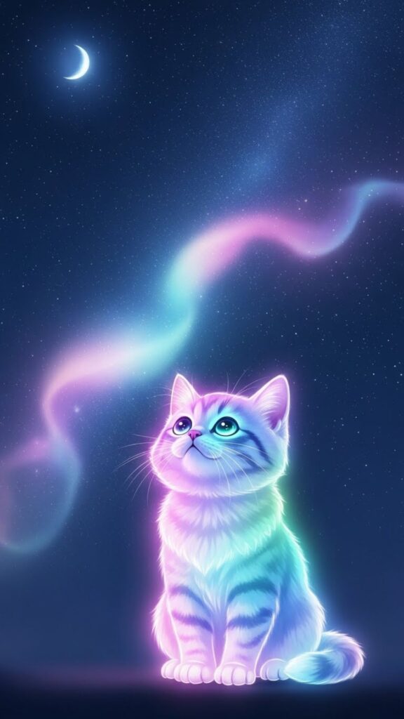 neon cute cat wallpaper for girls
