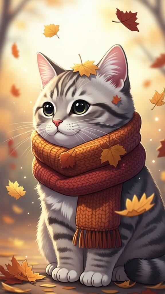 fall cute cat wallpaper for girls