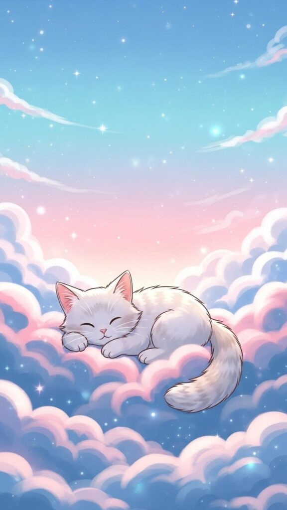 whimsical cute cat wallpaper for girls