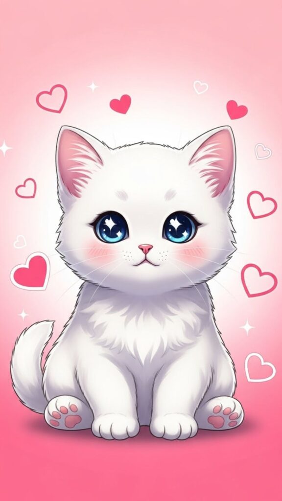 pink cute cat wallpaper for girls