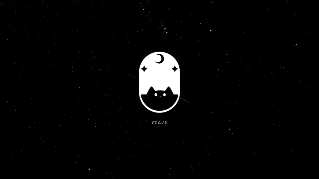 Black and White Minimalist Cat Desktop Wallpaper