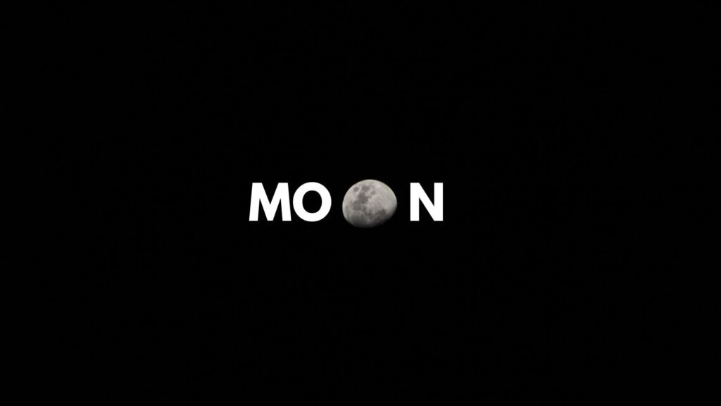 Black and White Minimalist Moon Desktop Wallpaper