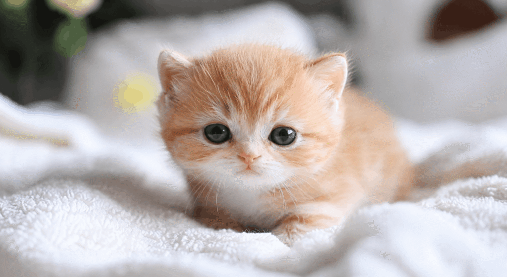 Cute kitten on soft blanket