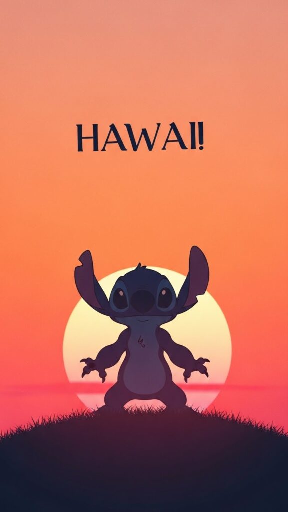 Stitch wallpaper for phone with soft pastel orange background