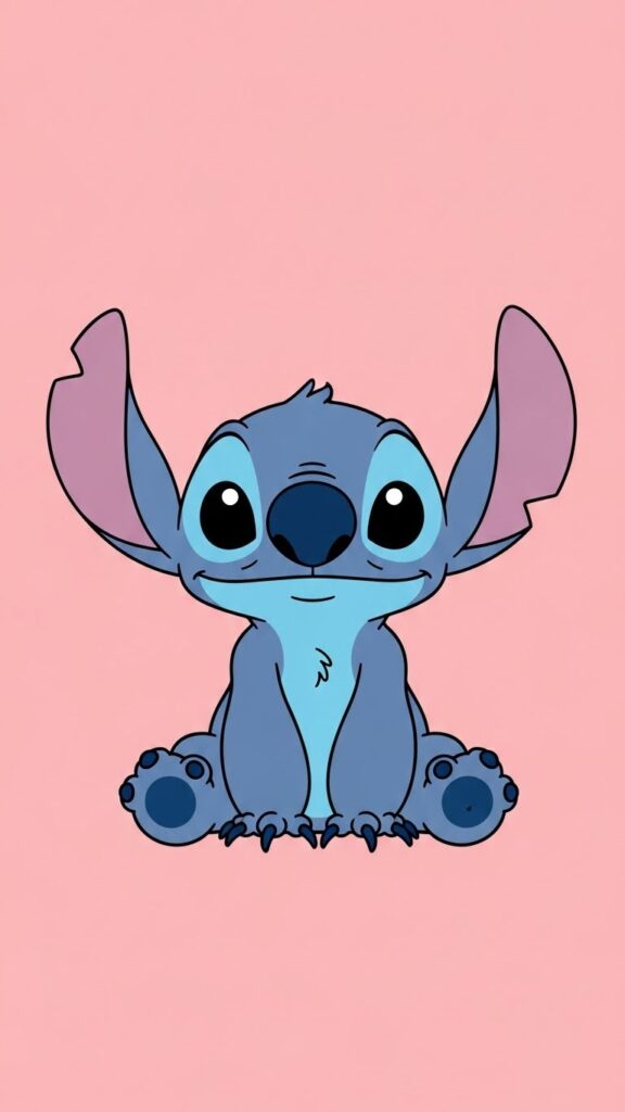 Stitch wallpaper for phone with cute pink background