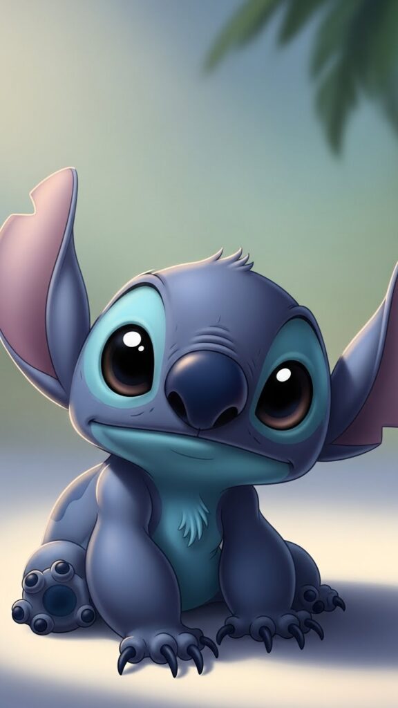 Stitch wallpaper for phone with lovable expression