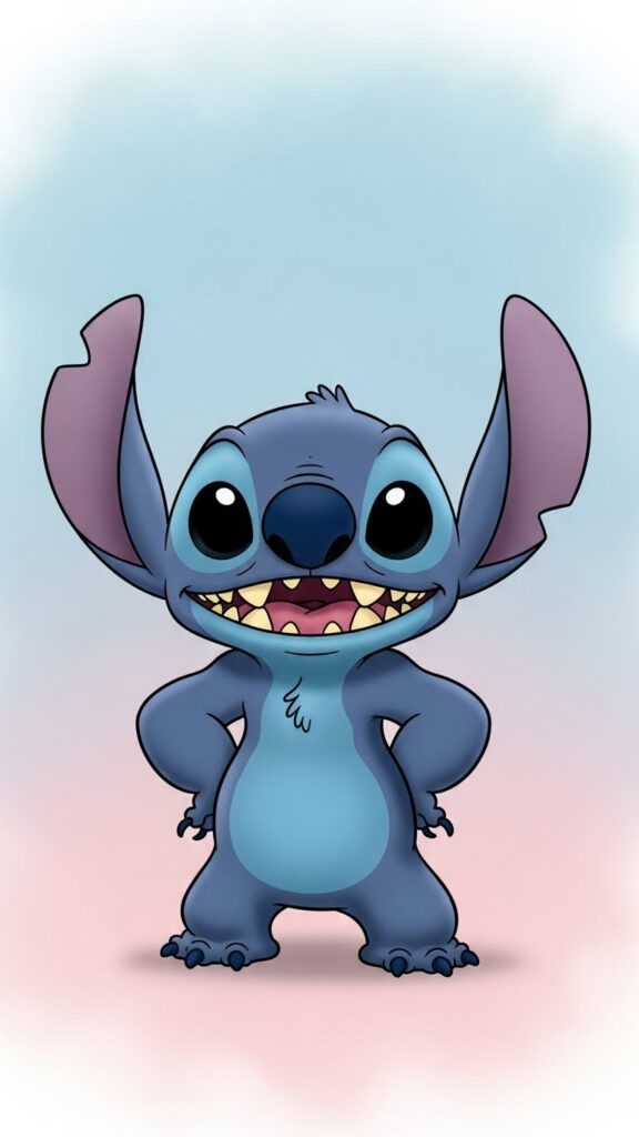Stitch wallpaper for phone dancing happily