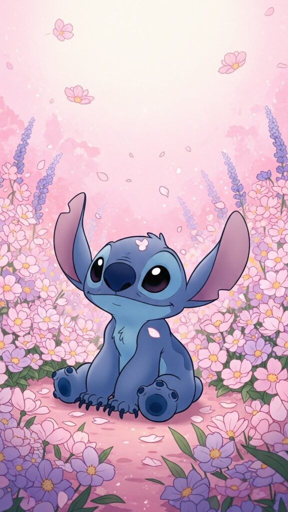 Aesthetic Stitch wallpaper for phone in pastel tones