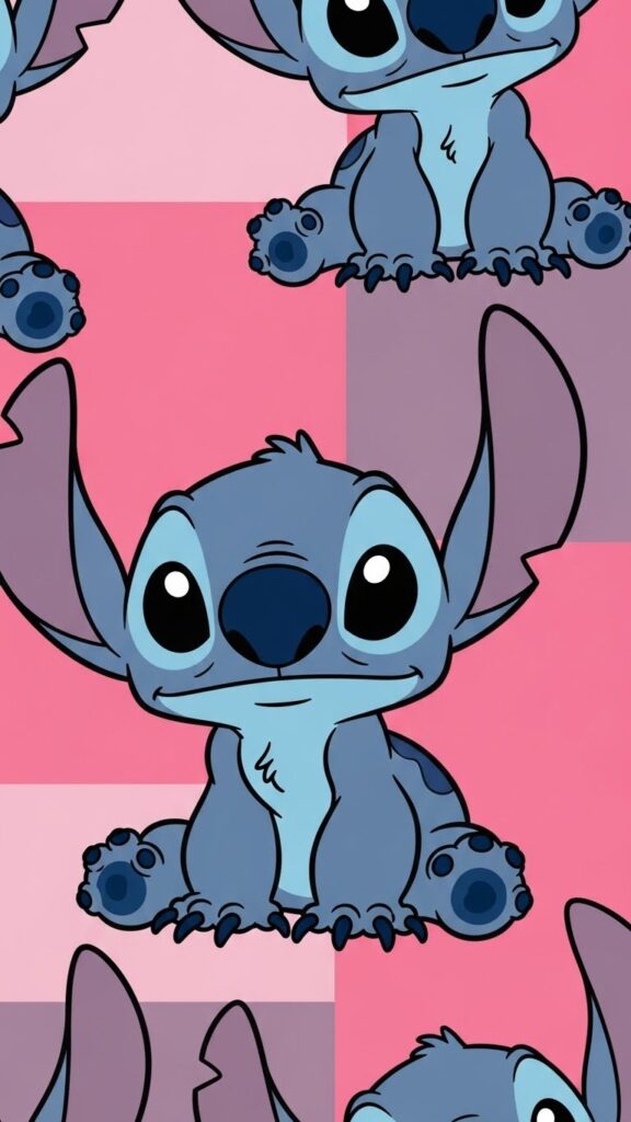 Stitch wallpaper for phone with abstract colorful background