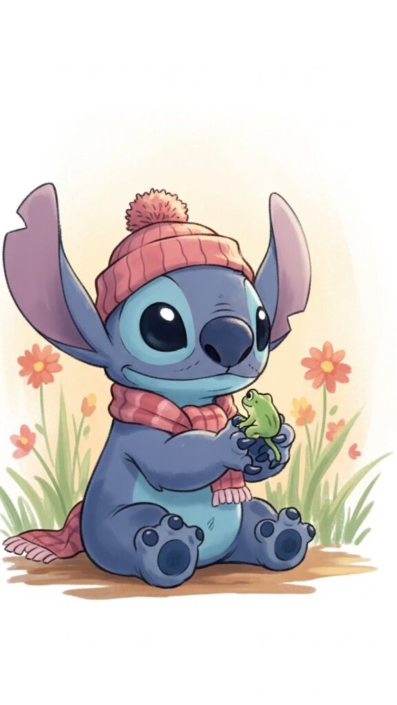 Relaxed Stitch wallpaper for phone sitting down