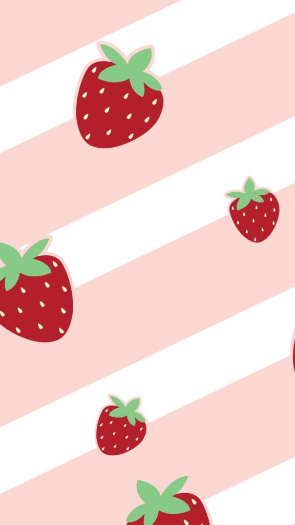 Chic strawberry pattern on neutral background cute strawberry wallpaper