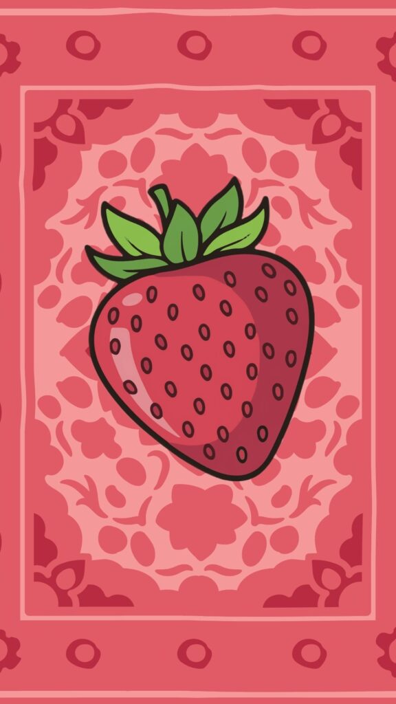 Dark pink strawberry on soft background cute strawberry wallpaper