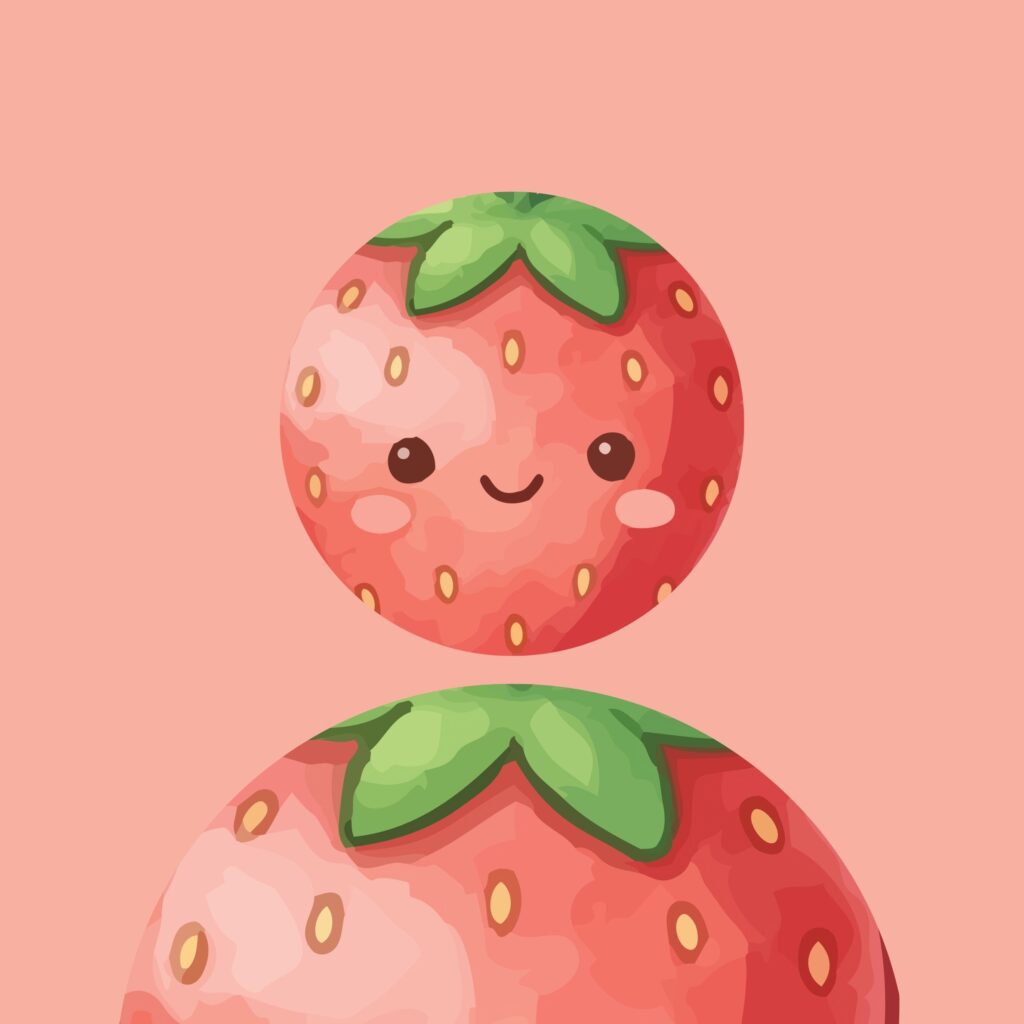 Strawberry icon profile on pastel background cute strawberry wallpaper