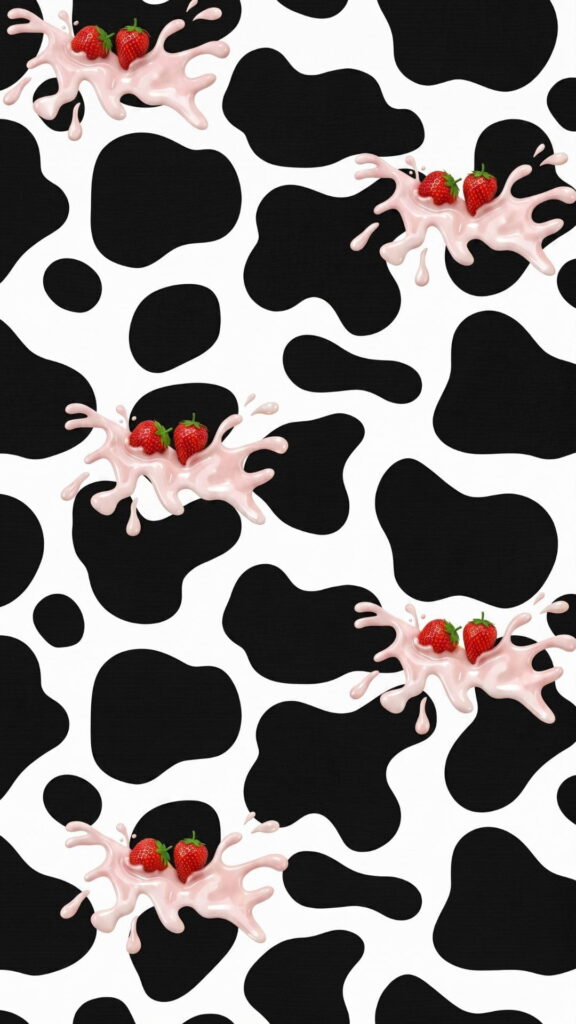 A cow covered in a pattern of red strawberries