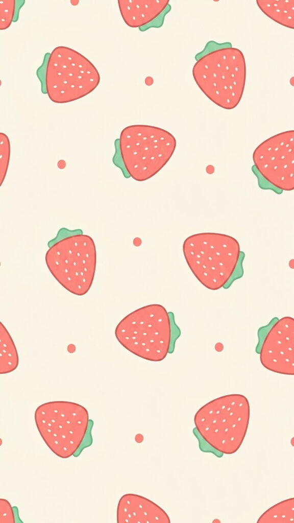 A decorative design featuring strawberries and dots