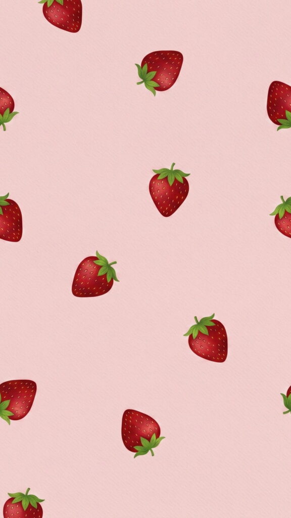 A pink background adorned with a pattern of strawberries