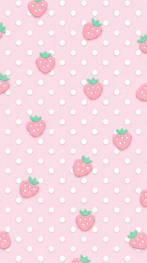 A pink background featuring a playful pattern of white polka dots